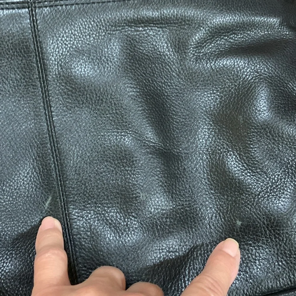 Black Leather Expandable Laptop Briefcase Bag
